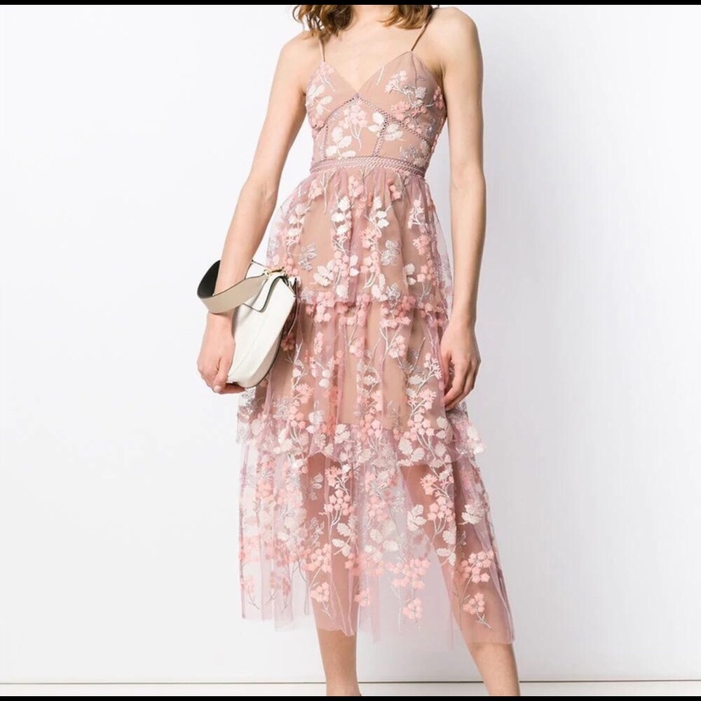Self-portrait Sakura floral pink dress